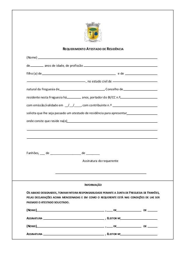 Exemple de certificat de résidence