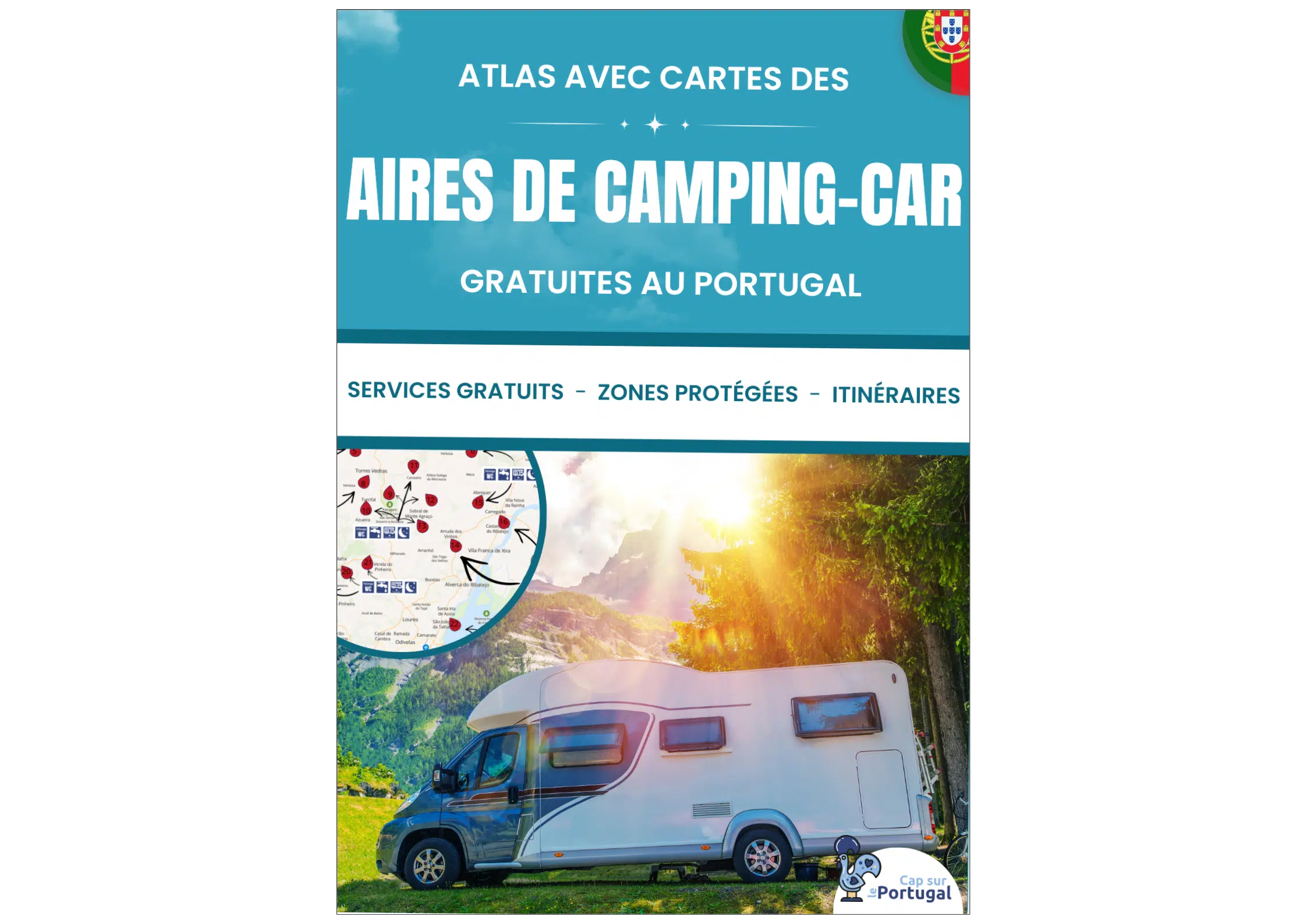 Atlas avec cartes des aires de camping-car gratuites au Portugal